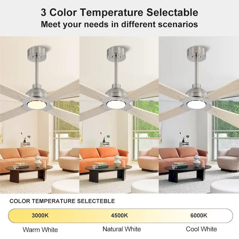 MLiAN 56  4 Blades Indoor LED Ceiling Fan with Remite Control - 56 inch