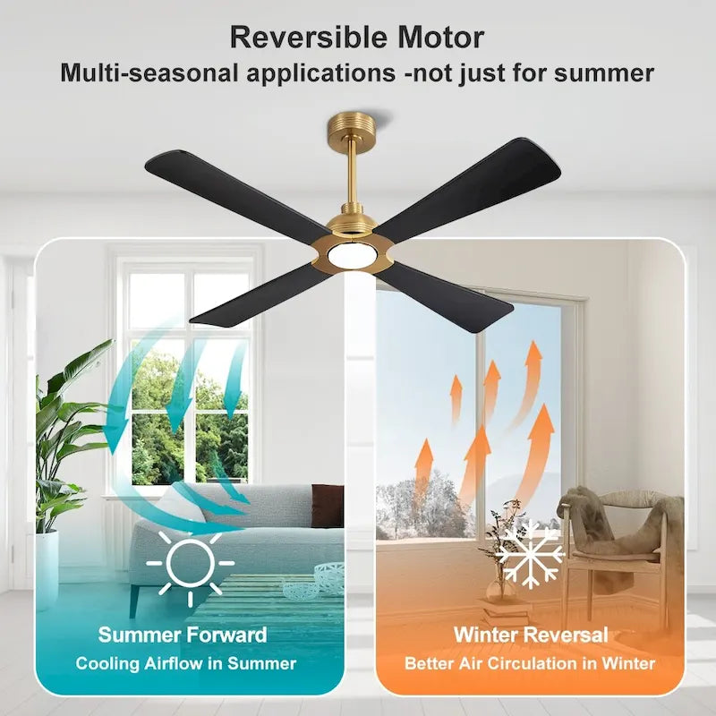 MLiAN 56  4 Blades Indoor LED Ceiling Fan with Remite Control - 56 inch