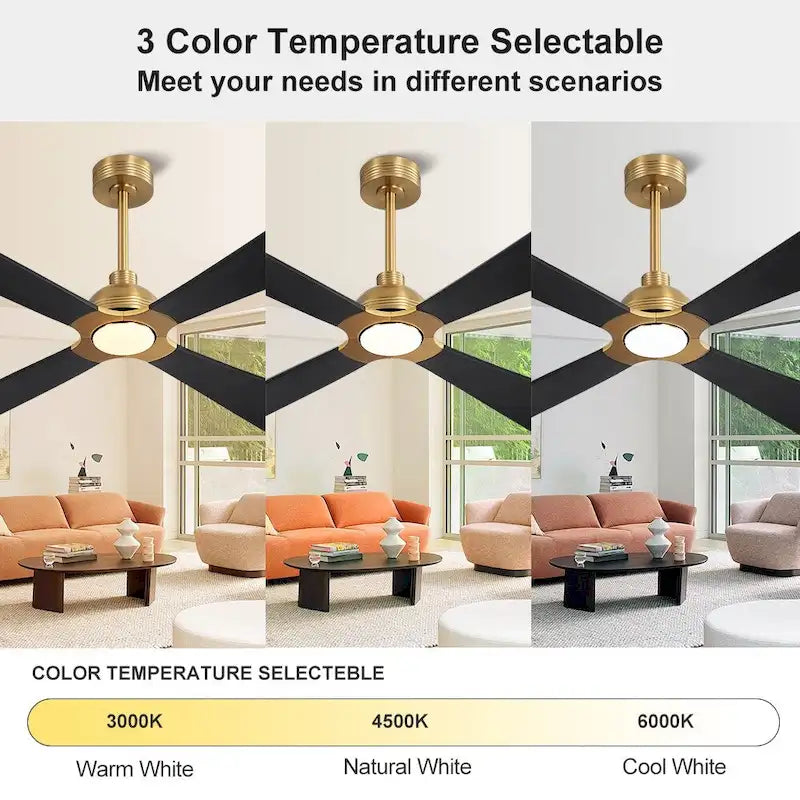 MLiAN 56  4 Blades Indoor LED Ceiling Fan with Remite Control - 56 inch