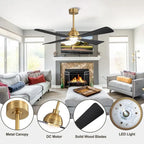 MLiAN 56  4 Blades Indoor LED Ceiling Fan with Remite Control - 56 inch