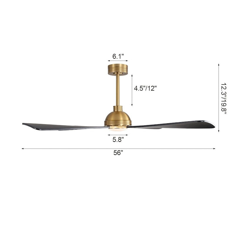 MLiAN 56  4 Blades Indoor LED Ceiling Fan with Remite Control - 56 inch