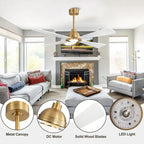 MLiAN 56  4 Blades Indoor LED Ceiling Fan with Remite Control - 56 inch