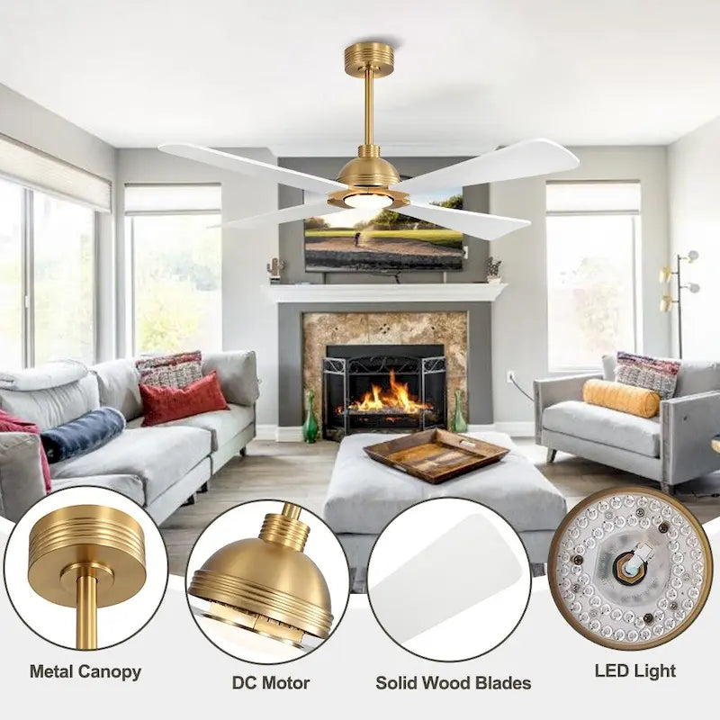 MLiAN 56  4 Blades Indoor LED Ceiling Fan with Remite Control - 56 inch