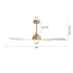 MLiAN 56  4 Blades Indoor LED Ceiling Fan with Remite Control - 56 inch