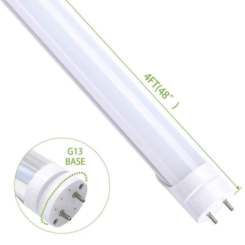 Luxuries 4FT LED T8 Ballast Bypass Type B Light Tube, 18W, Single-Ended & Dual-Ended Connection, 2300lm, 6500K (12pcs) - 12pcs