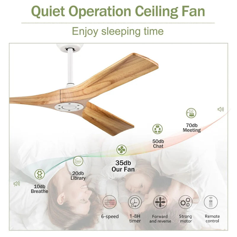 Oaks Aura 52-inch Modern Farmhouse Ceiling Fan Without Light, 6-Speed Reversible Ceiling Fans With Remote Control