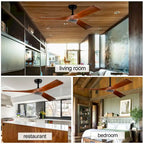 Oaks Aura 52-inch Modern Farmhouse Ceiling Fan Without Light, 6-Speed Reversible Ceiling Fans With Remote Control