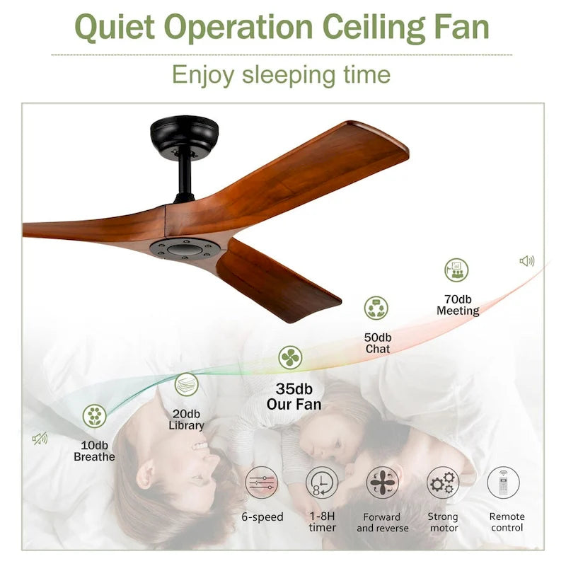 Oaks Aura 52-inch Modern Farmhouse Ceiling Fan Without Light, 6-Speed Reversible Ceiling Fans With Remote Control