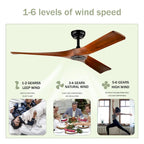 Oaks Aura 52-inch Modern Farmhouse Ceiling Fan Without Light, 6-Speed Reversible Ceiling Fans With Remote Control