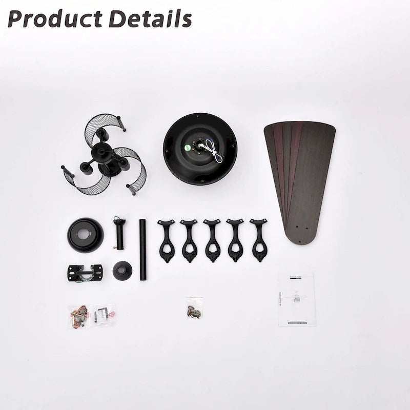 Oaks Aura 52in. Cage Ceiling Fans With Light, 6-speed Reversible Industrial Farmhouse Ceiling Fan Light With Hand Pull Chain